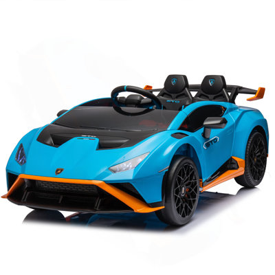 Voiture électrique dérive Lamborghini Huracan Sto 24V pour enfants: vitesses 1,86 à 5,59 mi / h, 3 à 6 ans, roues avant en mousse, rotation à 360 °, lumières DEL, musique dynamique, début d'apprentissage, port USB, fonction de dérive (un seul siège)