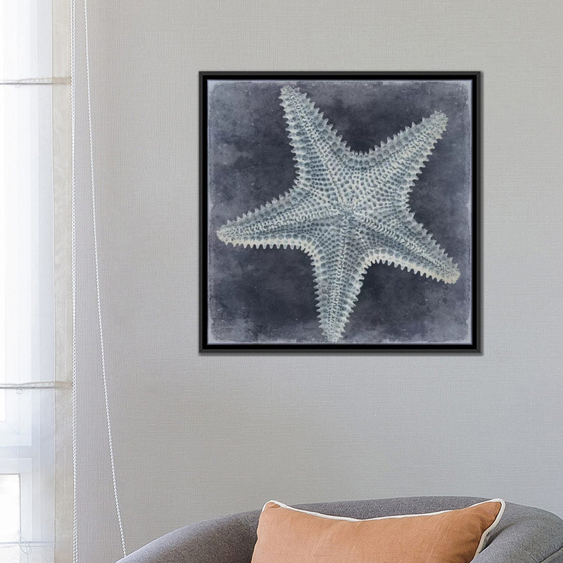 «Ocean Blue I», impression sur toile, H 26 po x l 26 po x P 1,5 po, Toile encadrée noire, Pas de tapis