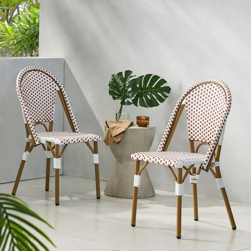 Chaises d'extérieur en polyuréthane et aluminium pour l'extérieur, ensemble de 2
