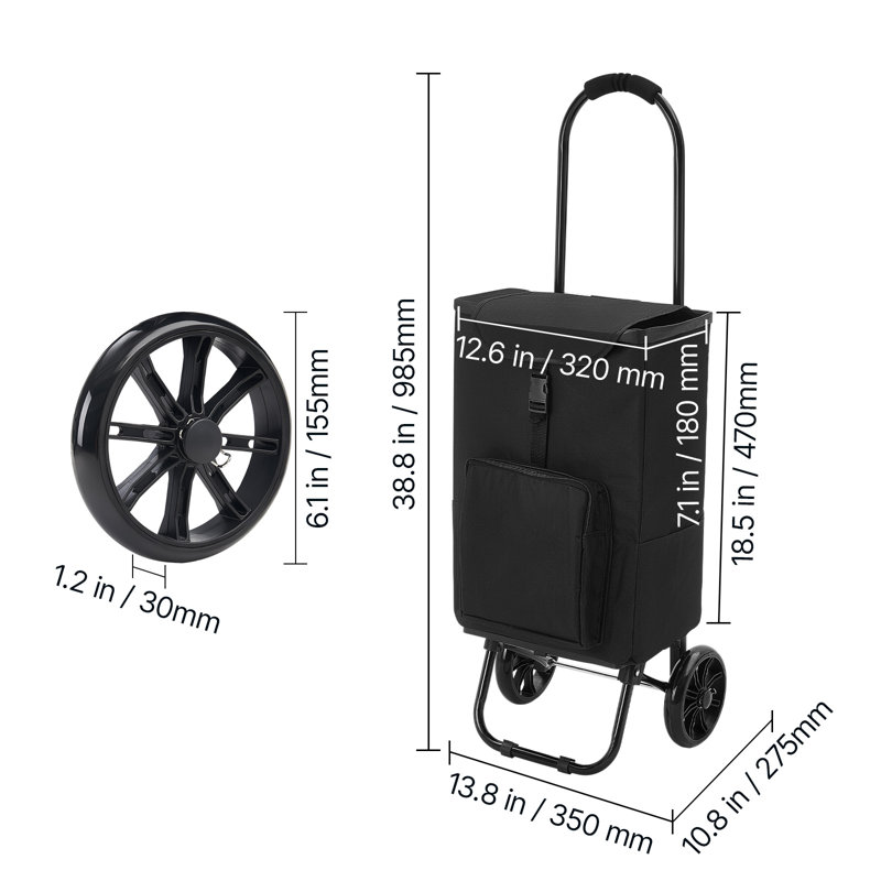 98.55 cm H x 35.05 cm W Utility Cart with Wheels