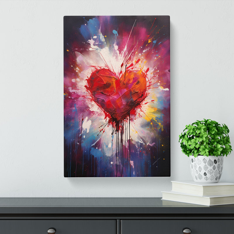 Love Heart Gestural Art No.2 - Wrapped Canvas, 60cm H x 40cm W x 3cm D