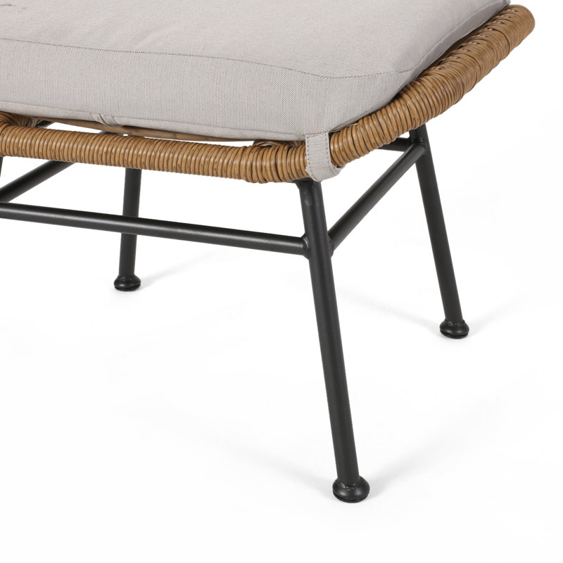 Repose-pieds d'extérieur avec coussin Ingle, Brun pâle / beige