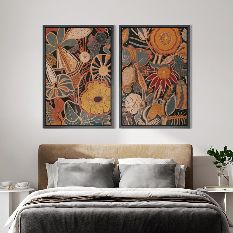 Abstract Botanical 2 - Pieces, 36" H x 48" W, Black