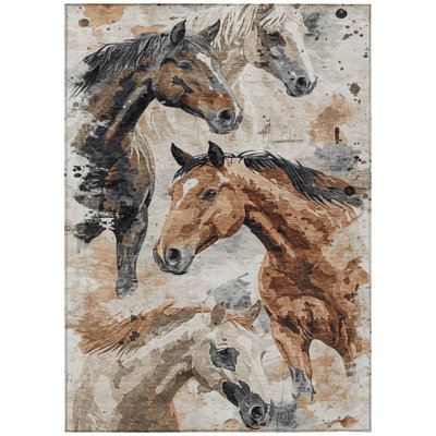 Tapis intérieur lavable pour chevaux 8 pi x 10 pi brun