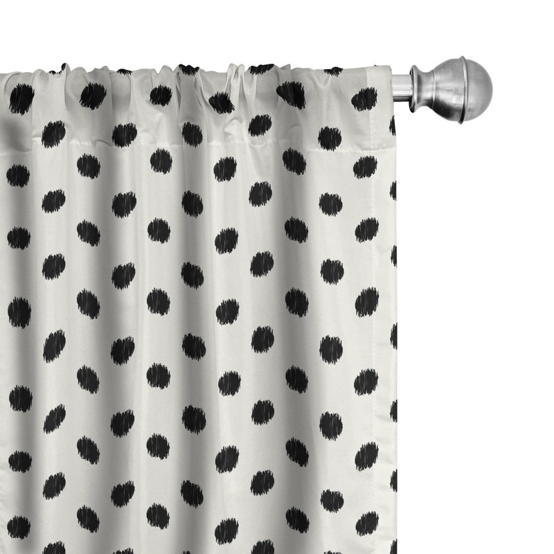  Polka Dots Semi-Sheer Rod Pocket Curtain Panels, 28" x 95"
