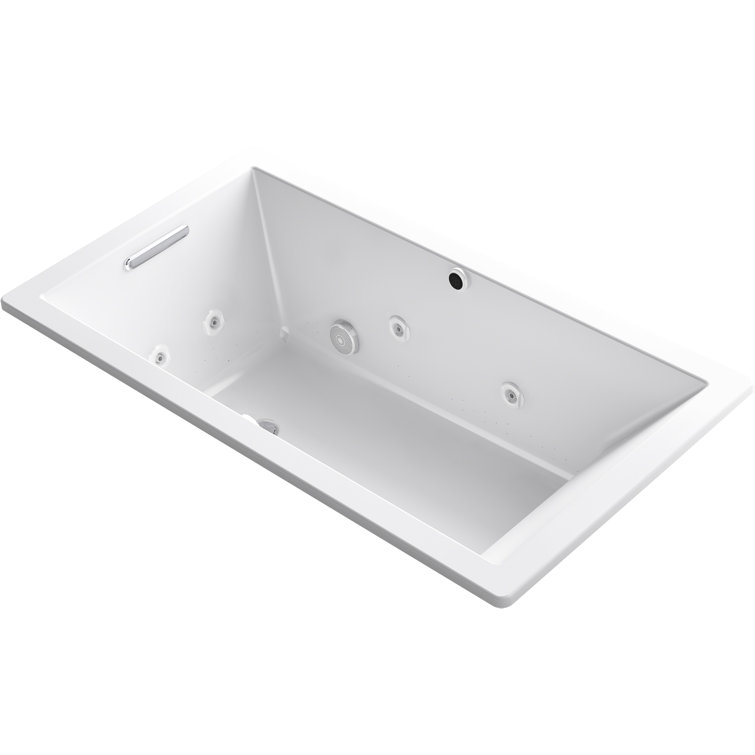 Underscore Rectangle 66-In X 36-In Heated Bubblemassage Air Bath With Bask, Reversible Drain
