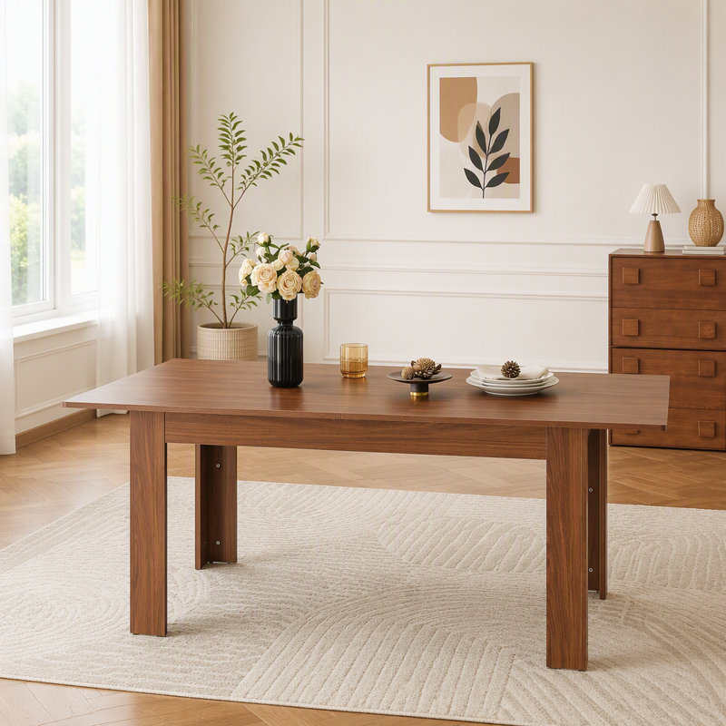 Table de salle à manger à rallonge en noyer avec rallonge en forme de papillon