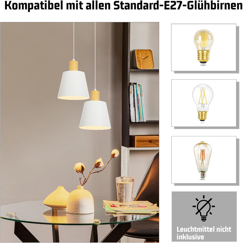 1 - Light Bowl Pendant, Stainless Stee, White