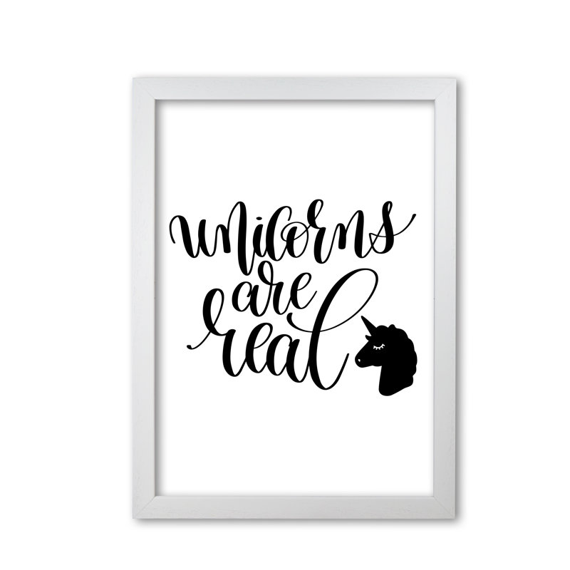 Unicorns Are Real - Print, White Grain Frame, 30 cm H x 21 cm W x 5 cm D