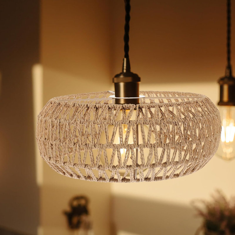 Abat-jour en corde de rotin Boho, abat-jour pour lampes, lustre et appliques