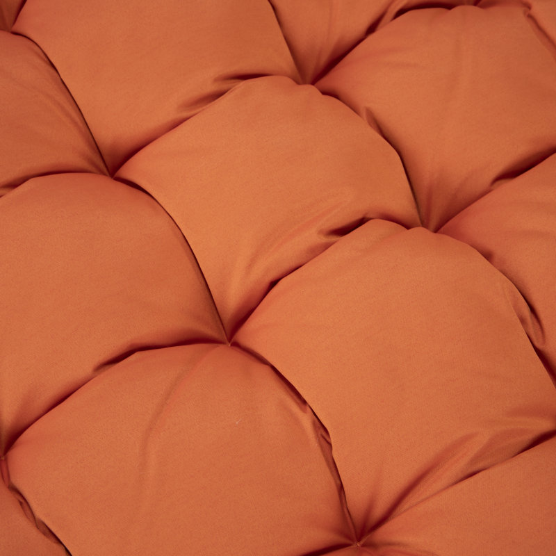 Modern Upholstered 2 Person Hanging Egg Swing Chair Cushion With Headrest, Orange