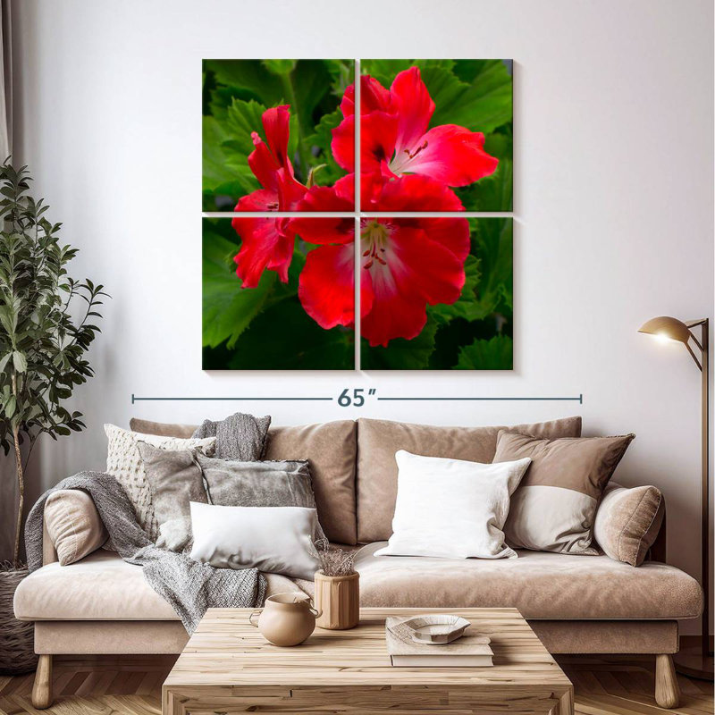 Harnek Red Hibiscus Flowers, 45" H x 45" W