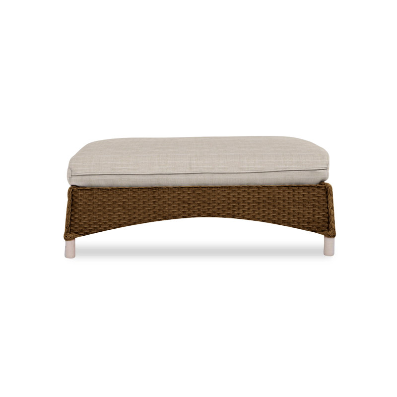 Mandalay Outdoor Ottoman, White, Rollo Linen