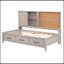 Lit de jour simple avec tablettes de rangement, planche de liège, ports USB et 3 tiroirs-1709628269