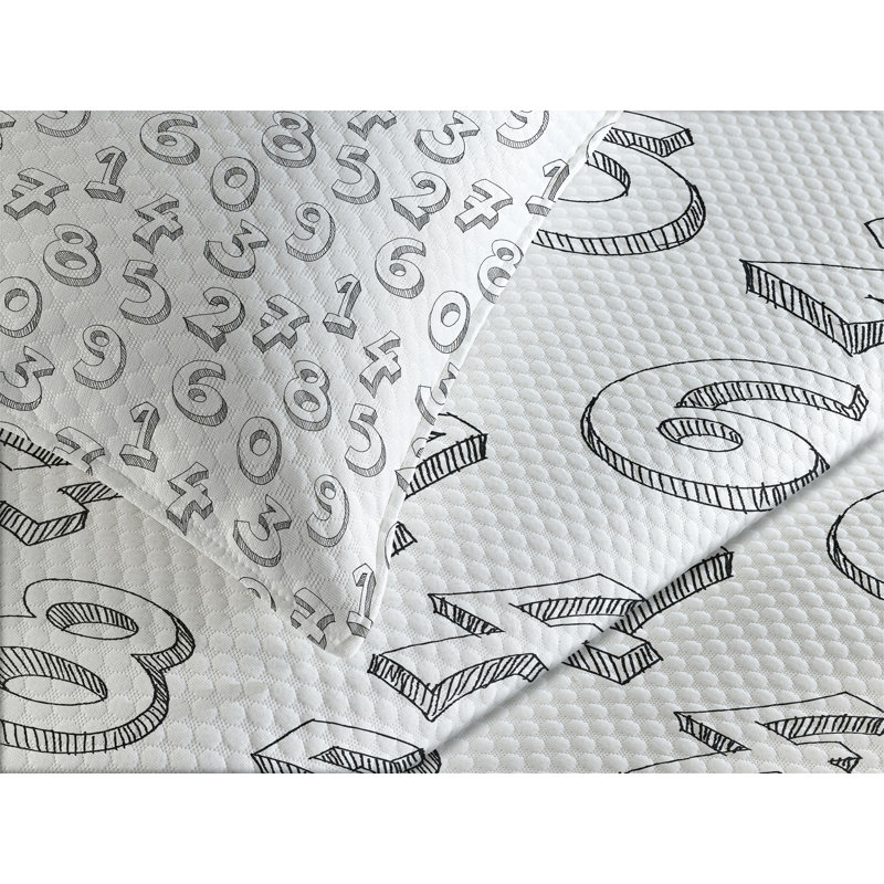 Ambensonne Numbers Bedspread White, King Coverlet/Bedspread + 2 Pillow Shams
