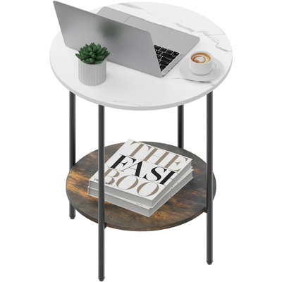 End Tables Living Room - Sturdy Sidetable With Metal Frame, Modern Small Sofa & Bedside Table,multi-functional Round Coffee Table For Bedroom, Balcony, Sofa, Gym,office