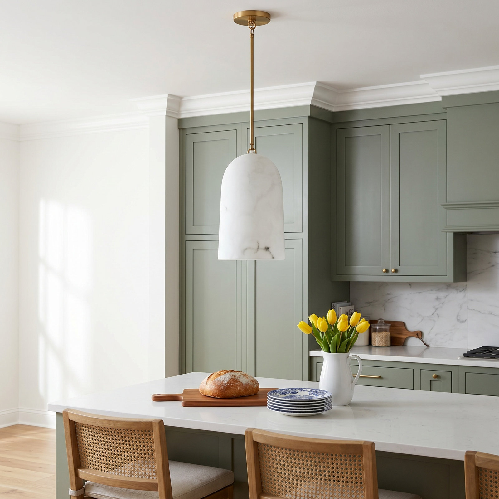 Philomena Pendant, Burnished Brass, 72.88" H x 18.13" W x 18.13" D