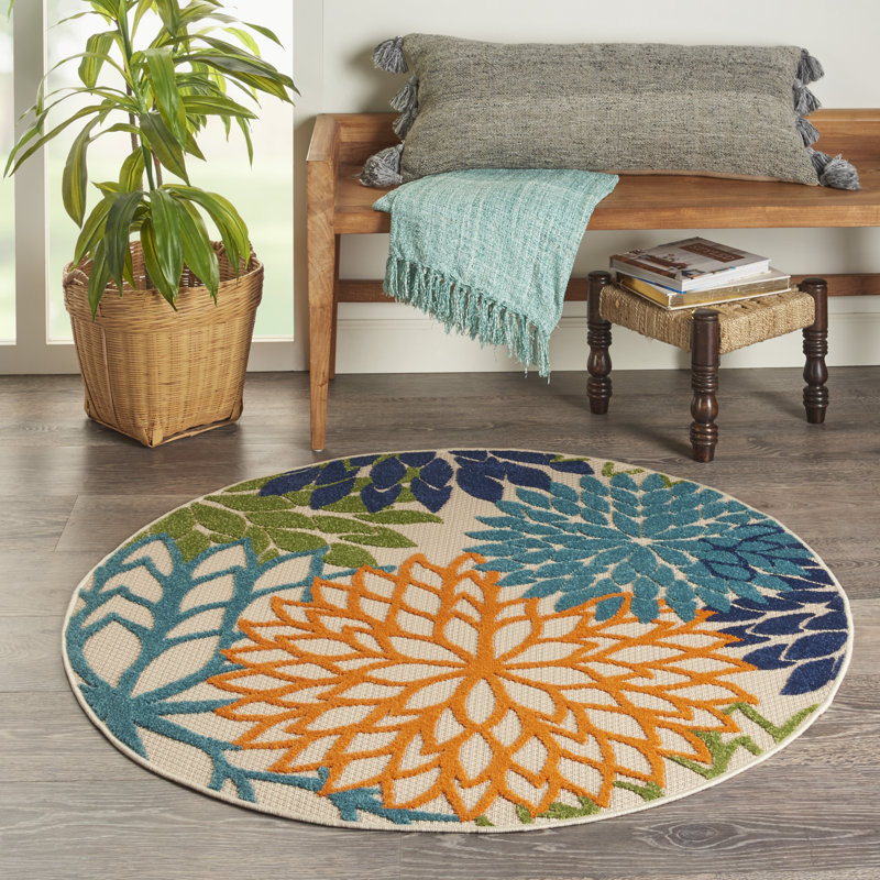 Tapis transitionnel multicolore Newton, Rond 5 pi 3 po