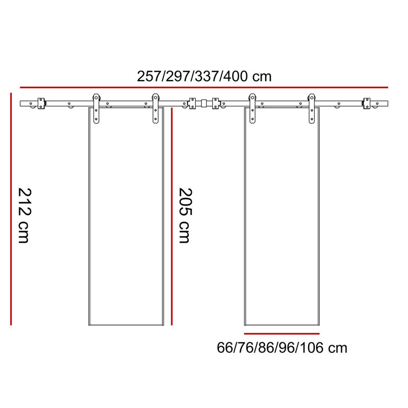 ALDER  DUO Sliding Doors, 212 cm, Graphite