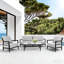 Ensemble de conversation d'extérieur en aluminium 4 pièces avec coussins Sunbrella