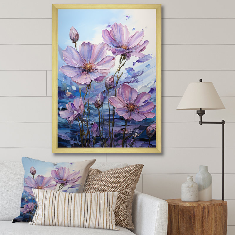 «Pink Morning Glory», impression sur toile, Cadre doré simple, H 32 po x l 16 po x P 1 po