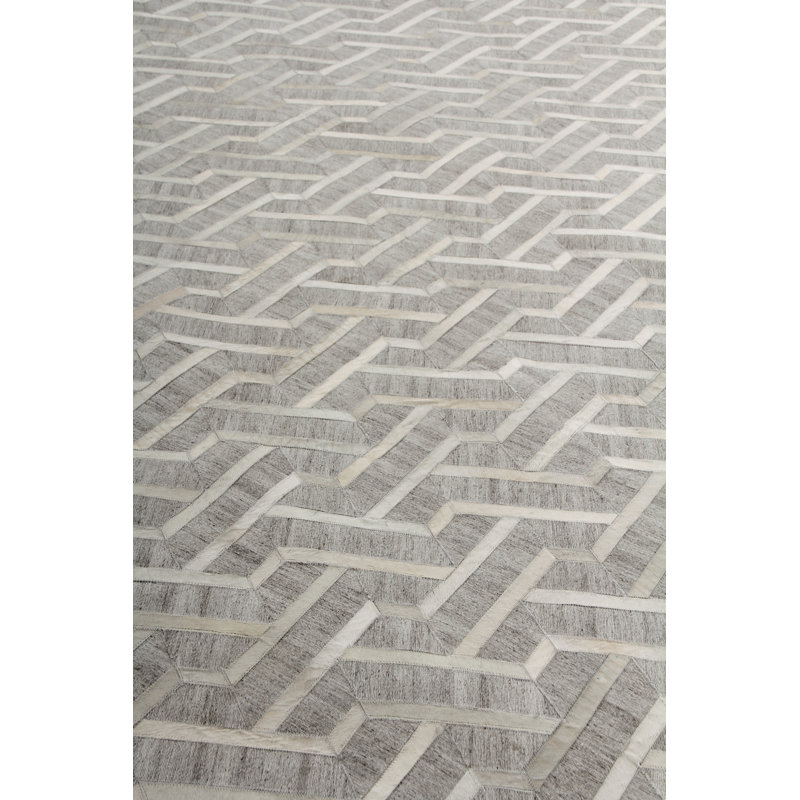 Berlin Cowhide Geometric Area Rug, Rectangle 5' x 8'