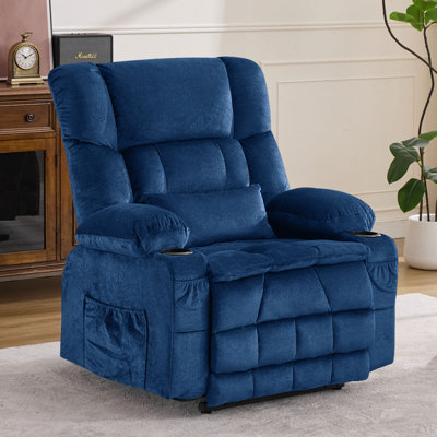 Fauteuil inclinable électrique à deux moteurs pour personnes âgées, fauteuil inclinable à plat avec pétrissage à la taille et à la chaleur, grand fauteuil inclinable pour personnes de grande taille, porte-gobelets