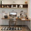 Bureau rectangulaire brun, bois massif transparent et acrylique-747172097-747172098