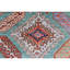 Tapis unique en laine noué à la main rectangulaire de 4 pi 1 po x 6 pi 2 po ikat en vert / rouge / orange / bleu