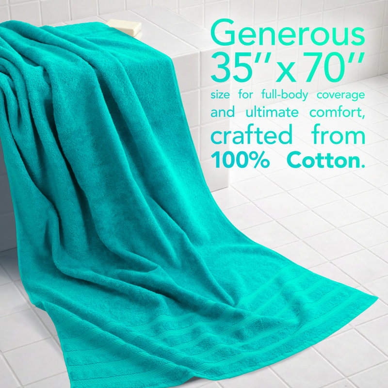 Darcelle 100% Cotton 35x70 Jumbo Large Bath Sheet, Turquoise Blue