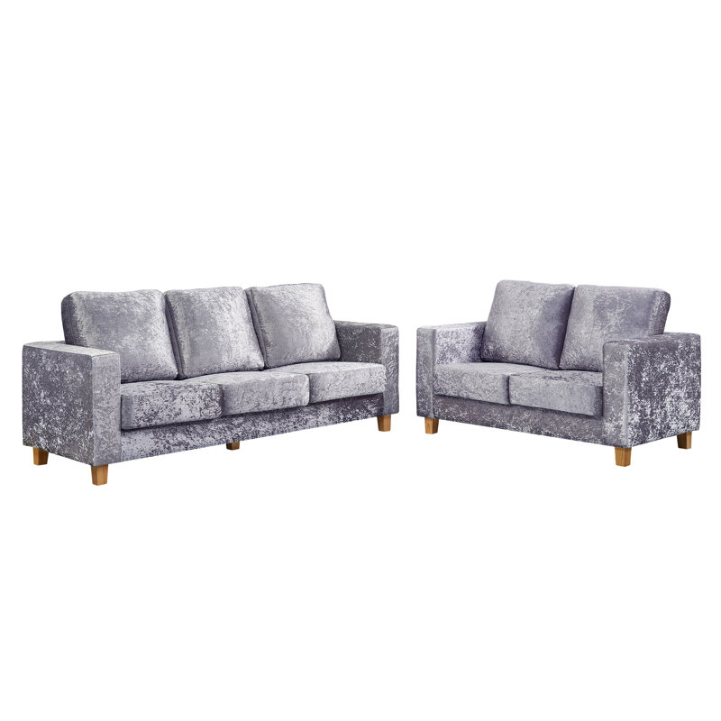 Arnold 3 Seater Sofa, Crushed Velvet Silver
