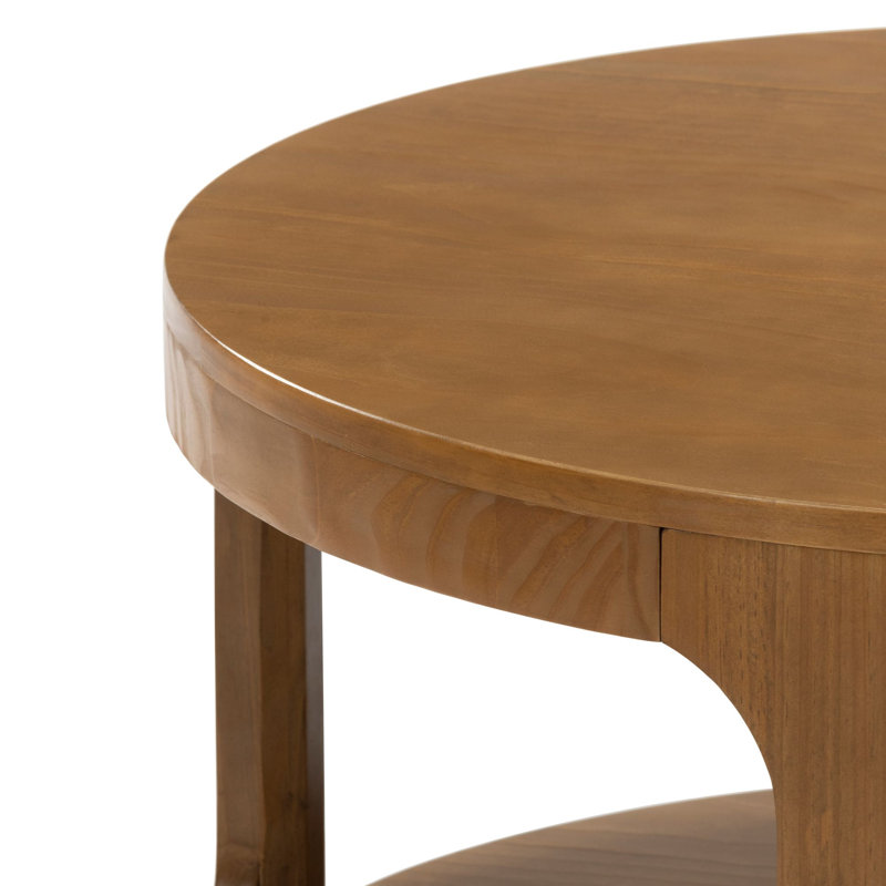 Table basse ronde 34 "avec tablette Forma, Pacanier