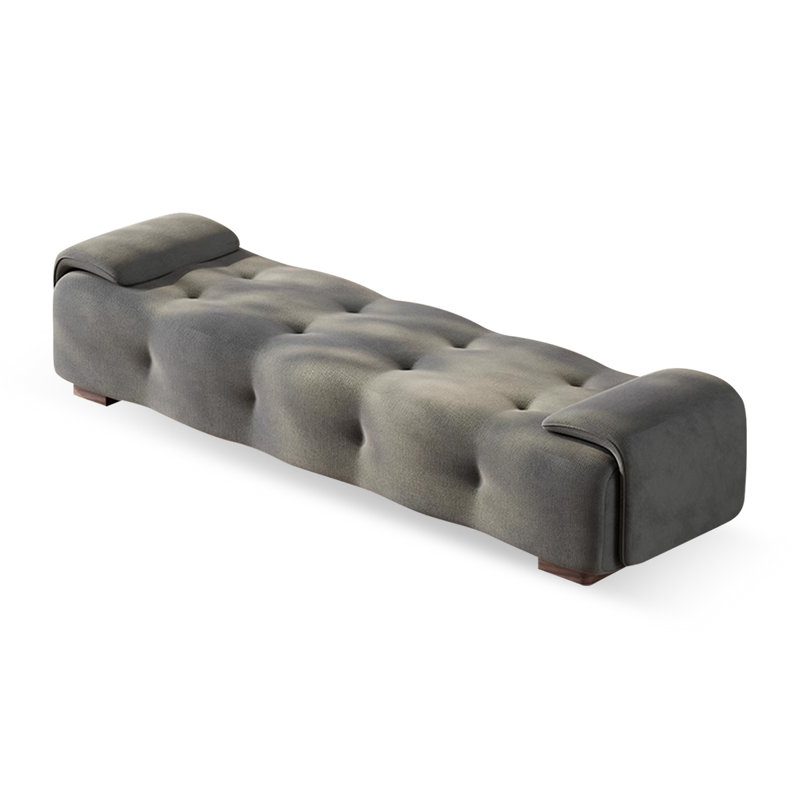 Banc rembourré, Gris, H 16,93 po x l 59,06 po x P 19,69 po