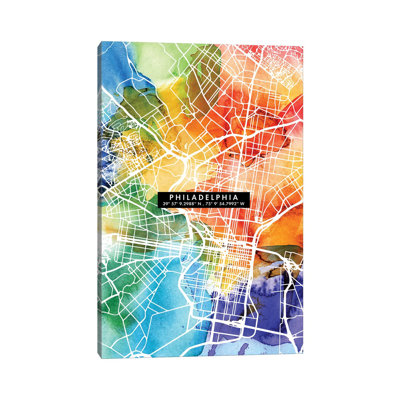 " Philadelphia City Map Colorful " by WallDecorAddict