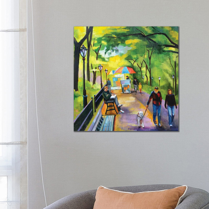 Stroll In Central Park by Maxine Shore - Wrapped Canvas Painting, 66.04 cm H x 66.04 cm W x 1.91 cm D