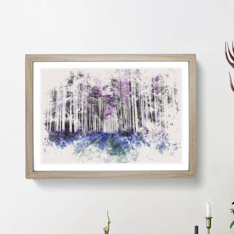 Path Through a Purple Forest - Framed Print, 62cm H x 87cm W x 2cm D, Oak Framed