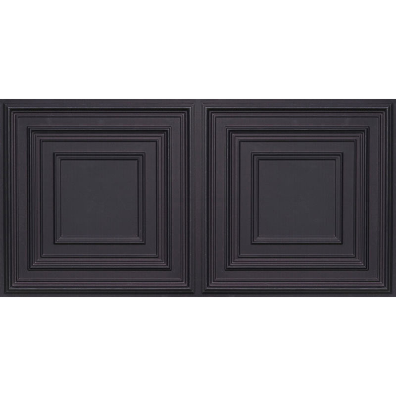 Schoolhouse 24'' W Textured PVC Drop-In Ceiling Tile, Glue Up Ceiling Tile Ceiling Tile, Black, 24" W x 48" L