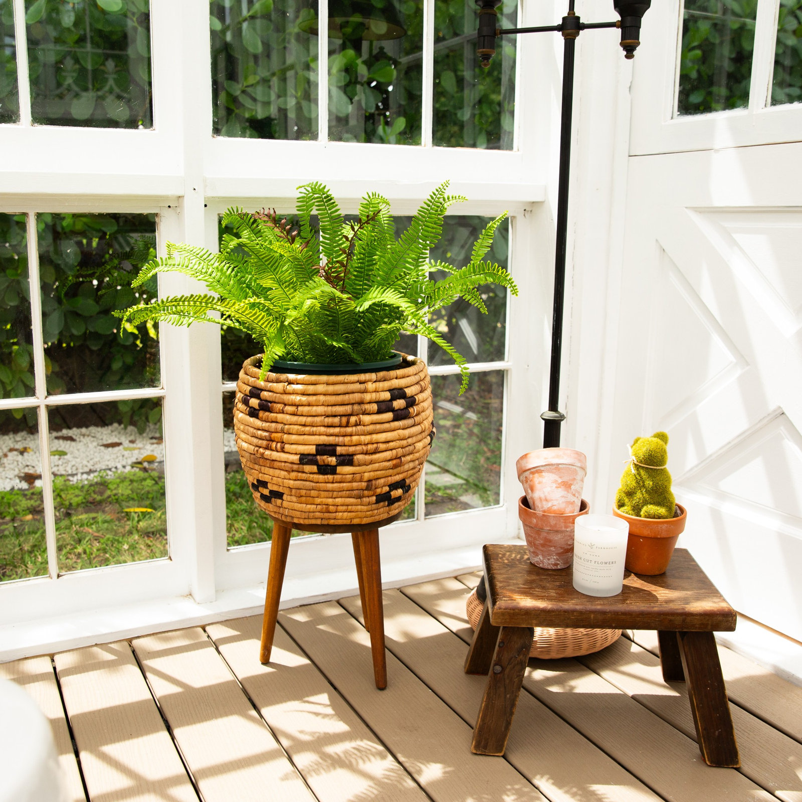 23In. UV Resistant Artificial Boston Fern Plant With Real Touch Leaves (Indoor/Outdoor), 23" H x 22" W x 22" D