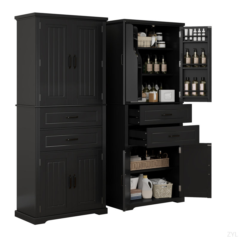 Storage Cabinet With Multi-Functional Storage Space For Kitchen/Bathroom/Dining Room/Living Room , 2 Drawers With Slide Rails, Adjustable Shelf