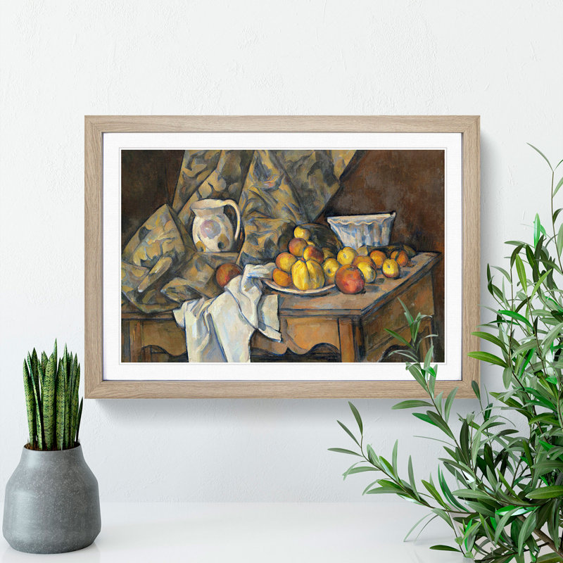 Still Life with Apples and Peaches by Paul Cezanne - Picture Frame Painting, Oak, 48cm H x 65cm W x 2cm D