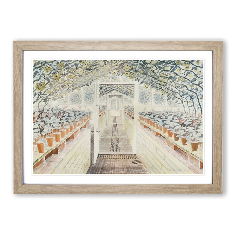 Greenhouse by Eric Ravilious - Framed Print, Oak Framed, 36cm H x 48cm W x 2cm D