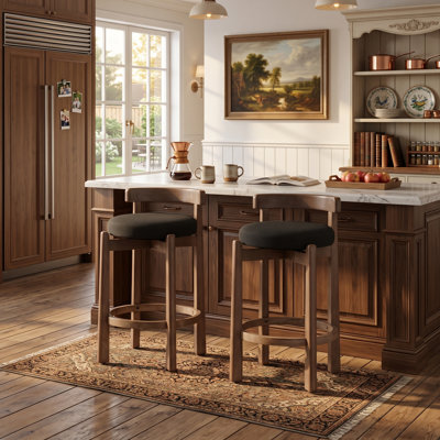 Ensemble de 2 tabourets de comptoir pivotants de 26 po avec structure en bois massif, noir