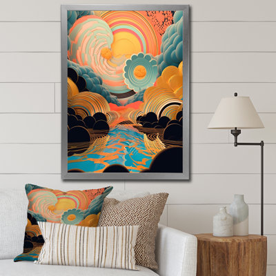 " Futuristic Clouds In Retro Blue And Pink "