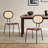 16" Wide Mid-Century Modern Farmhouse Rattan Backrest Leather Seat Dining Chairs-571178859-571178857