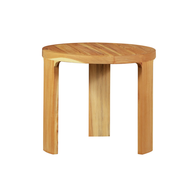 Table de bout d'extérieur en bois de teck massif naturel Eclipse, Brun