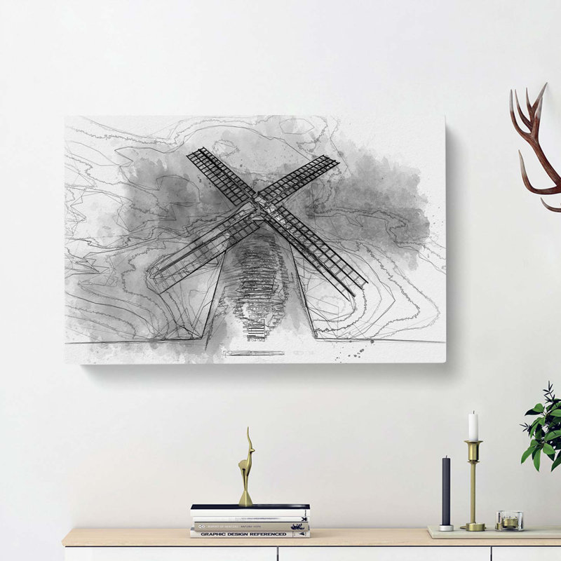 Halnaker Windmill In Chichester In Abstract - Wrapped Canvas Print, 40cm H x 60cm W x 3cm D