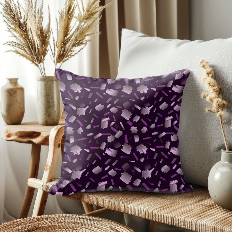 Housse de coussin, Géométrique mauve, H 17,5 po x l 17,5 po