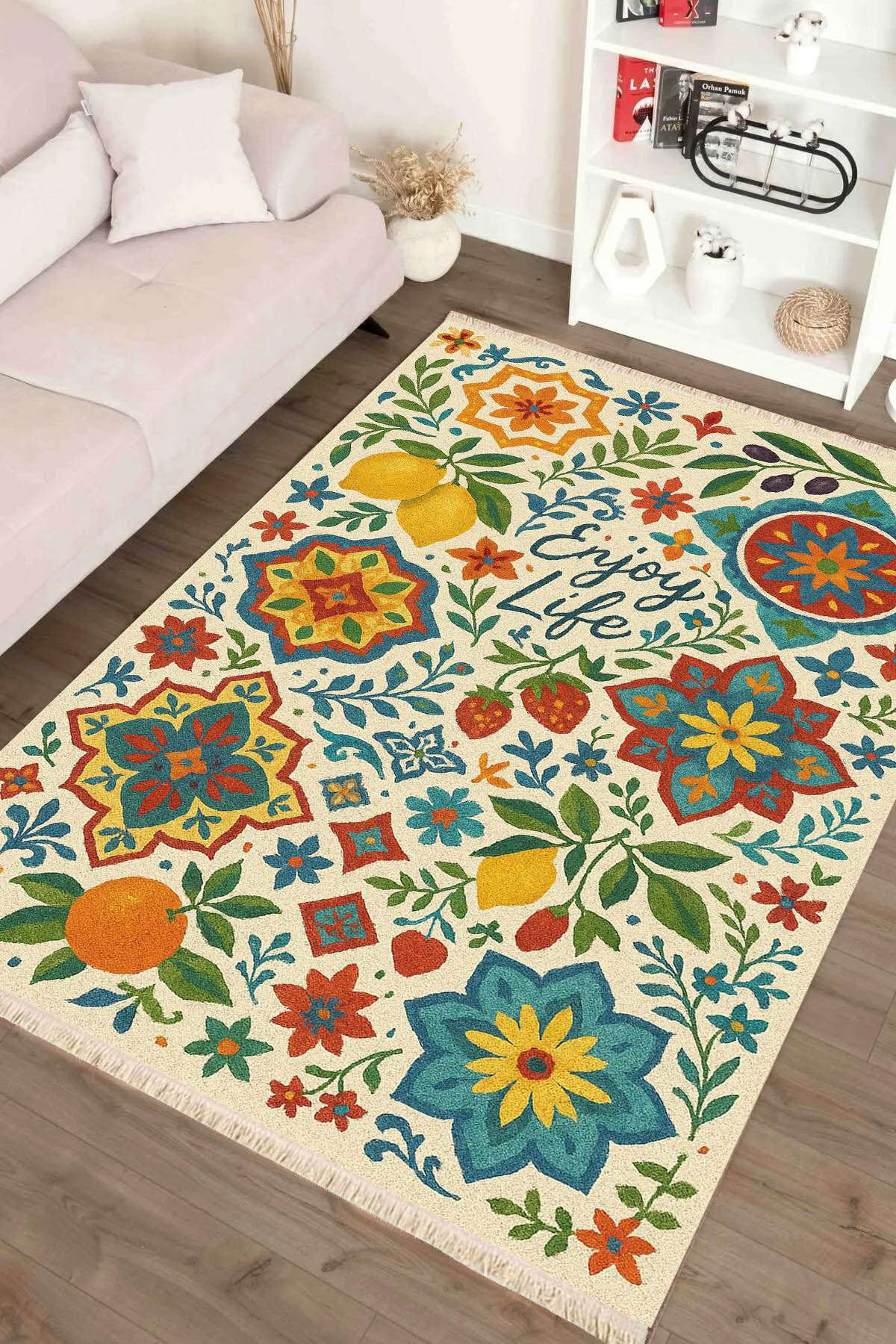 Tile Look Rug SpiritHome Mediterranean Tile 'Enjoy Life' Rug | Wayfair