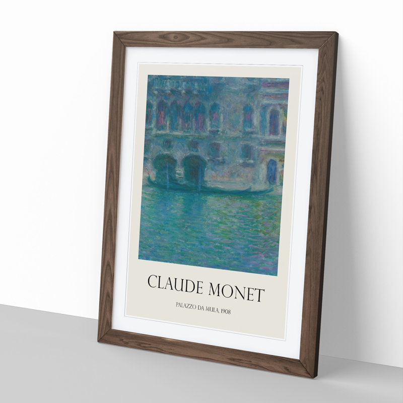 Palazzo Da Mula, Venice by Claude Monet - Picture Frame Painting, 36cm H x 27cm W x 2cm D, Walnut