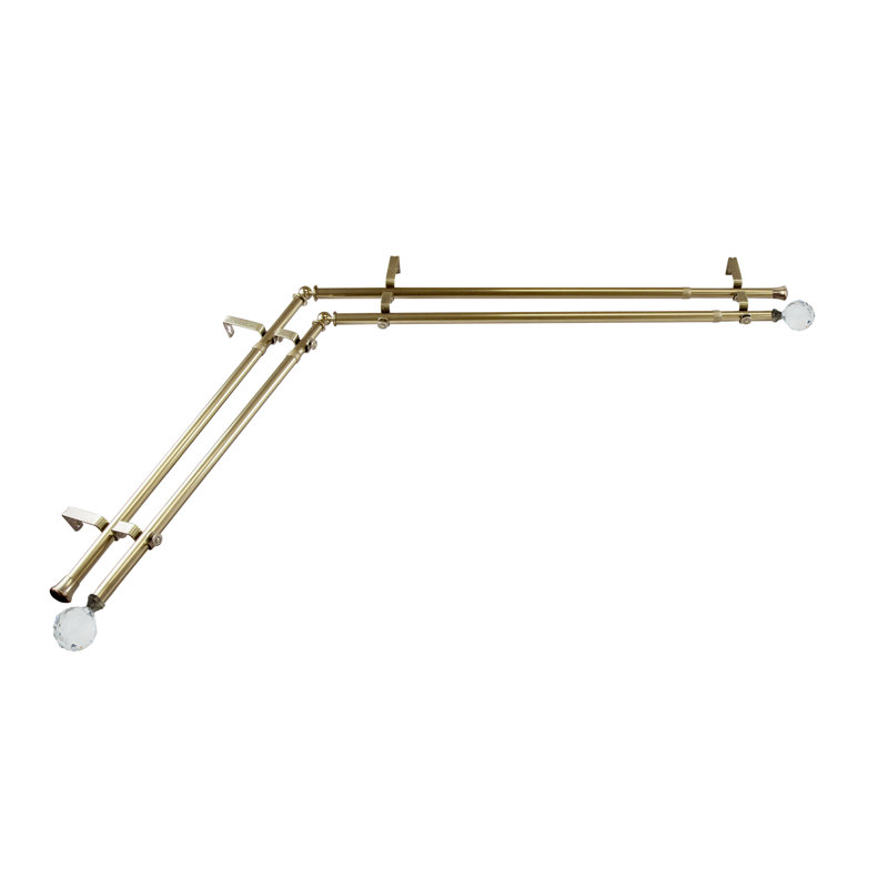 Tringle à rideaux double Ernberg, L 120 po x l 70 po, Laiton antique